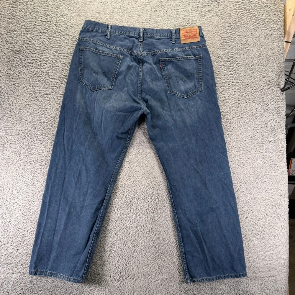 Levi's 569 Jeans Mens 40x28 Blue Cotton Denim Straight Whiskered Workwear Fadded